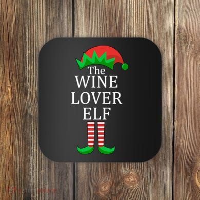 Wine Lover Elf Family Matching Christmas Coaster