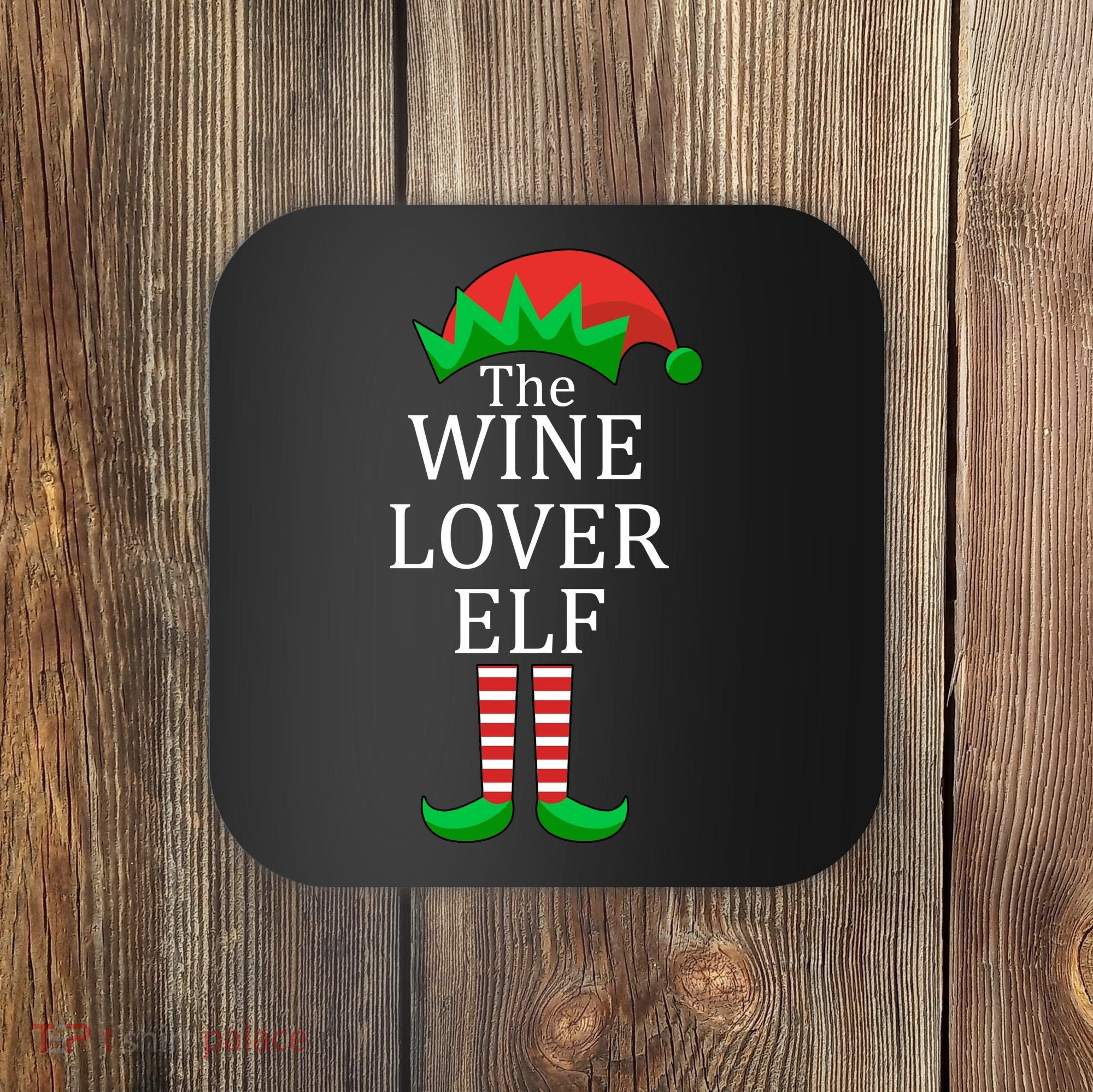 Wine Lover Elf Family Matching Christmas Coaster