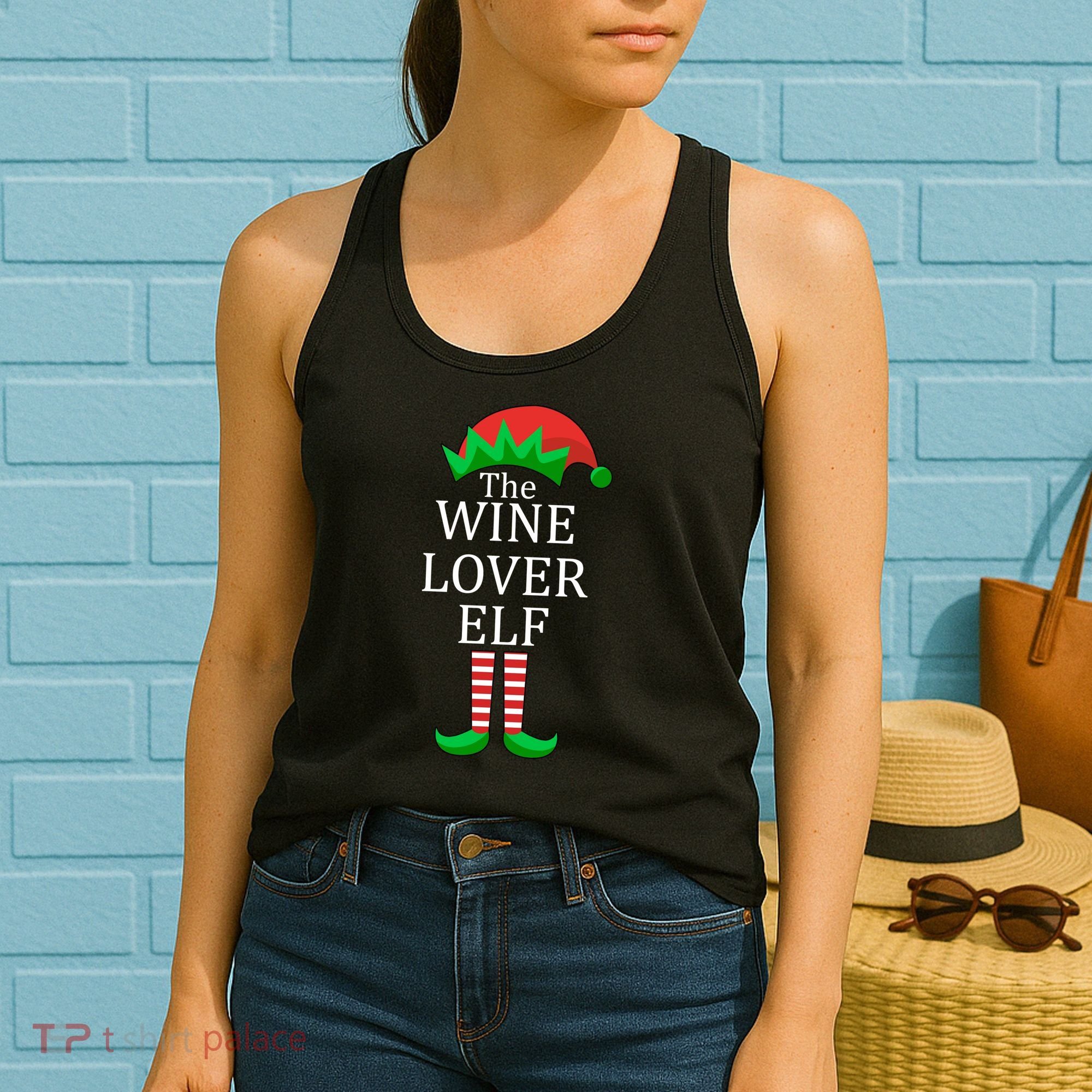 Wine Lover Elf Family Matching Christmas Women's Tank Top