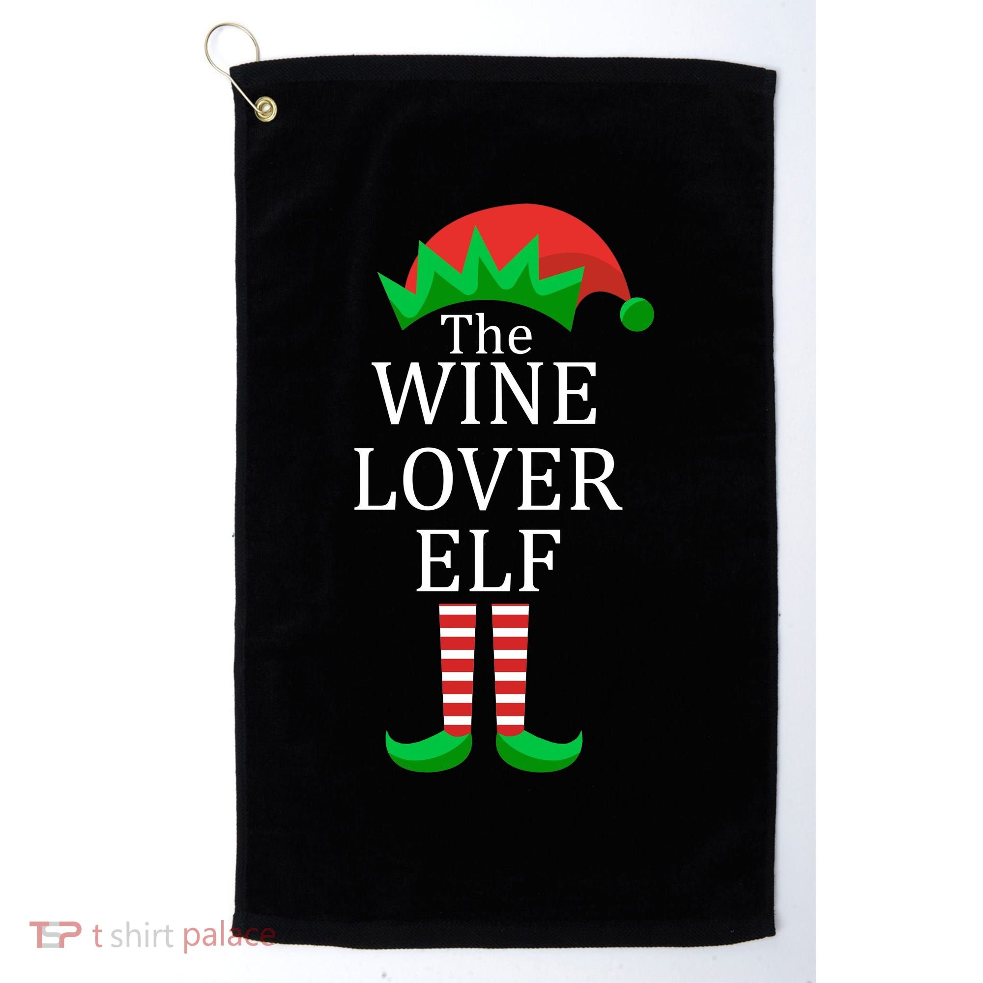 Wine Lover Elf Family Matching Christmas Golf Towel