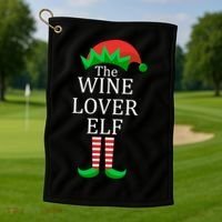 Wine Lover Elf Family Matching Christmas Golf Towel thumb 1