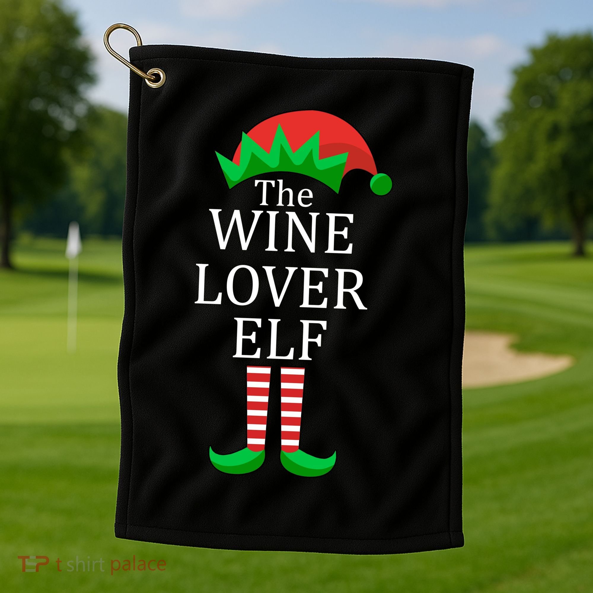 Wine Lover Elf Family Matching Christmas Golf Towel