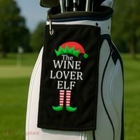 Wine Lover Elf Family Matching Christmas Golf Towel thumb 2