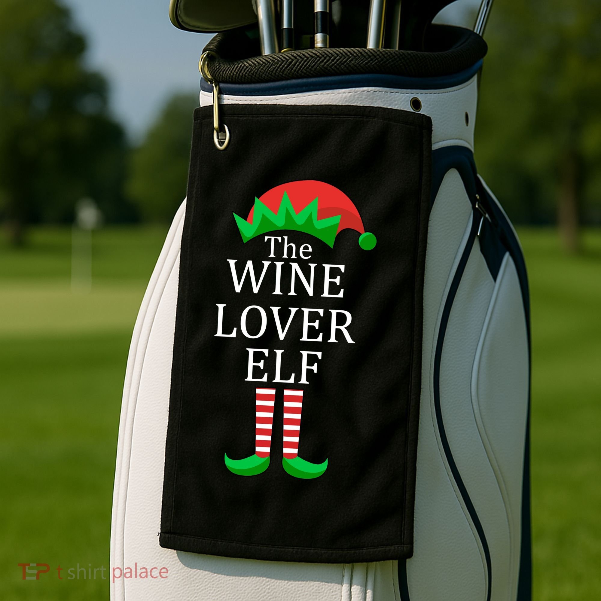 Wine Lover Elf Family Matching Christmas Golf Towel