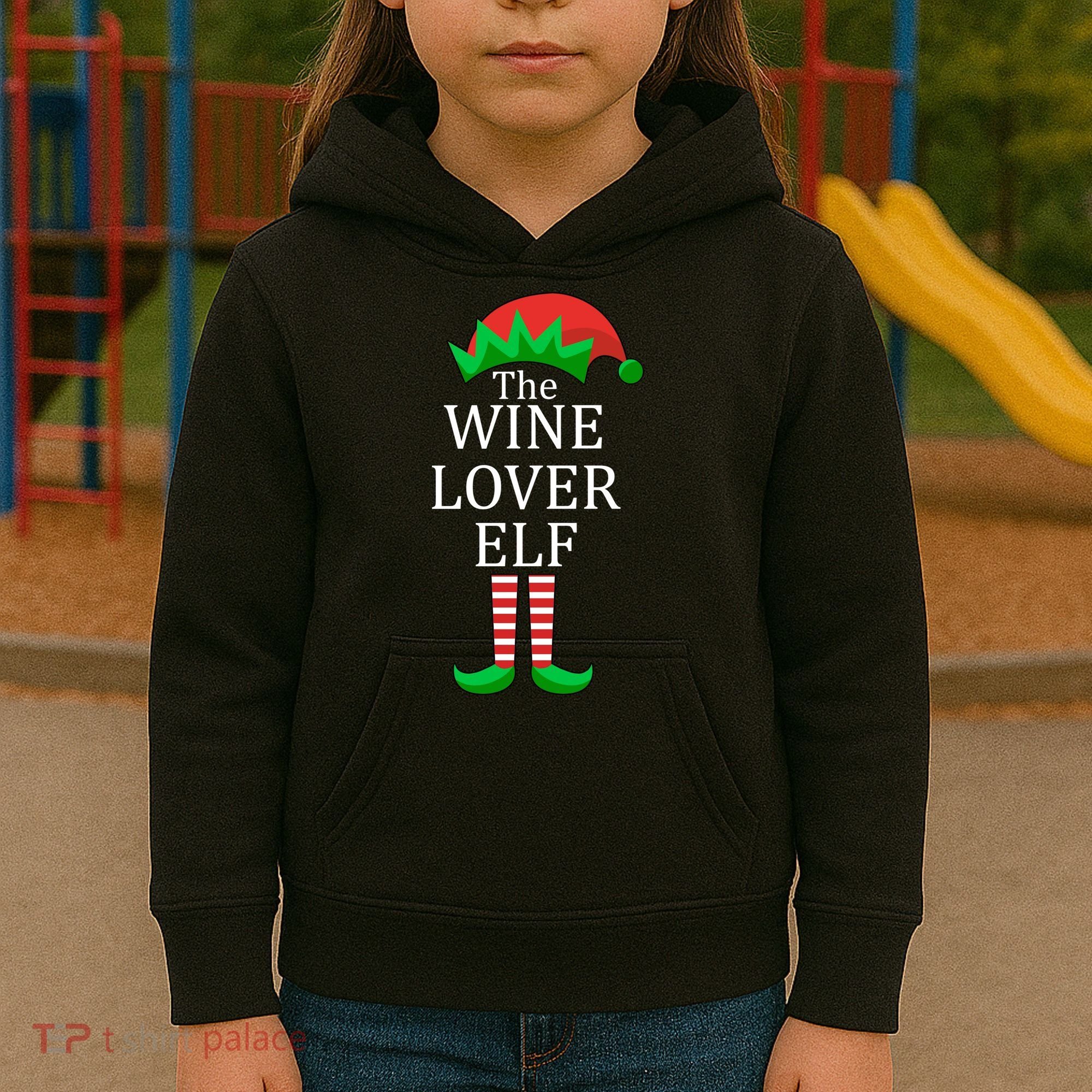 Wine Lover Elf Family Matching Christmas Kids Hoodie