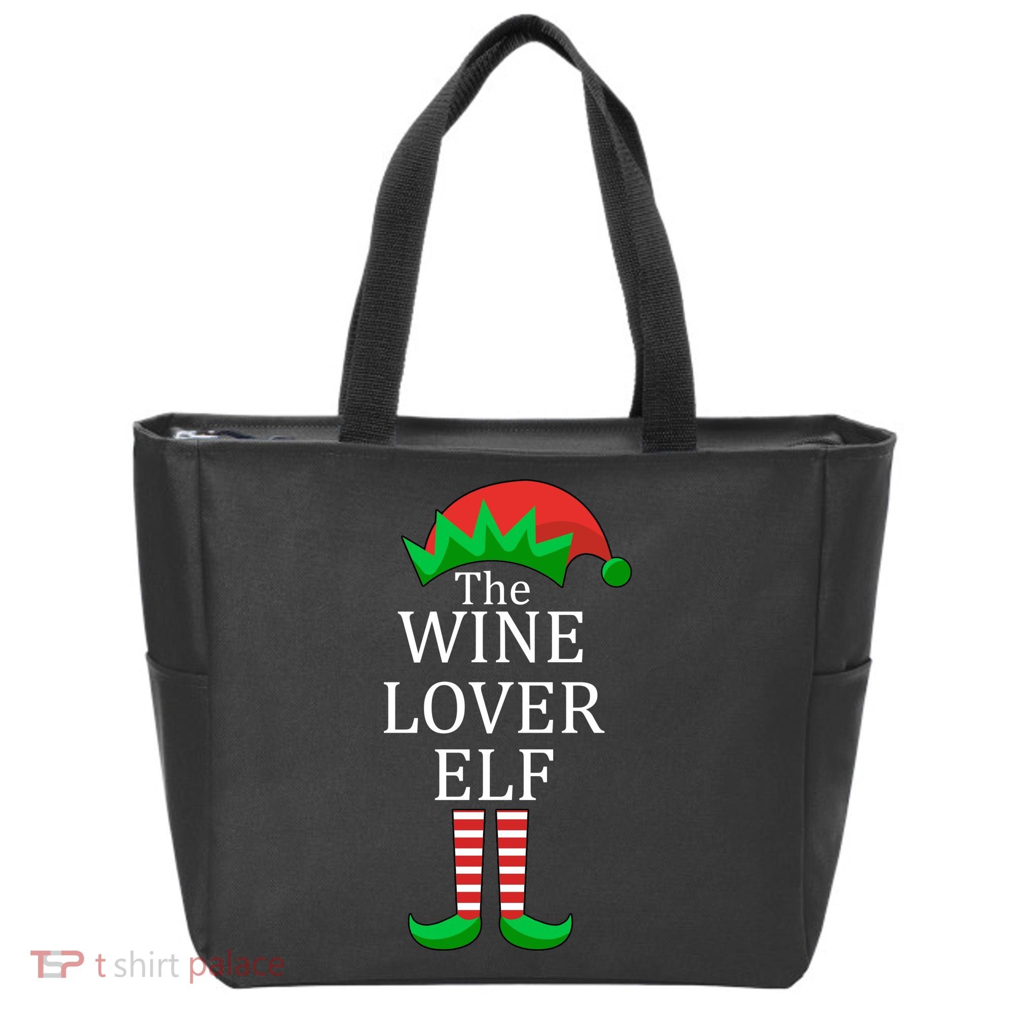 Wine Lover Elf Family Matching Christmas Tote Bag
