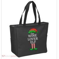 Wine Lover Elf Family Matching Christmas Tote Bag thumb 2