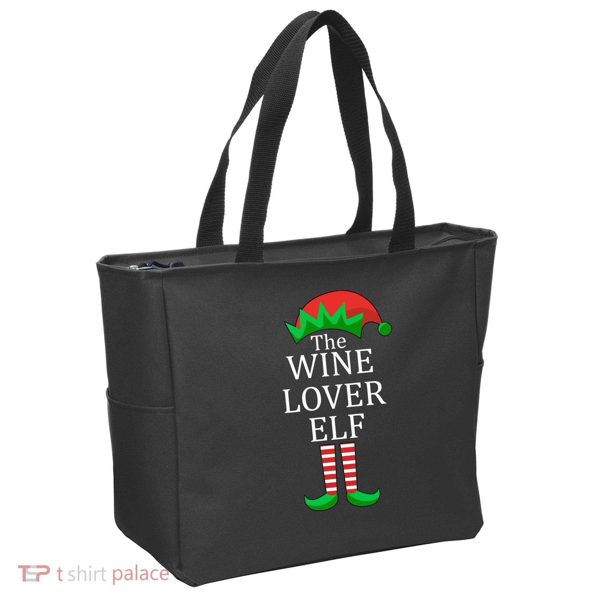 Wine Lover Elf Family Matching Christmas Tote Bag