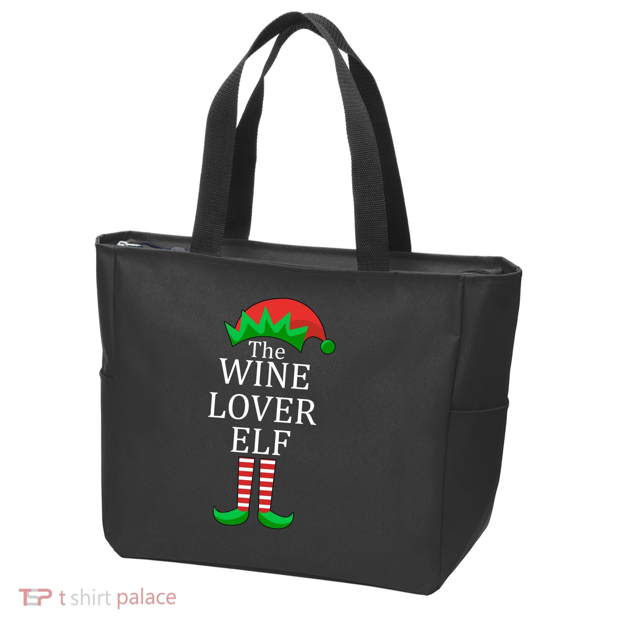 Wine Lover Elf Family Matching Christmas Tote Bag