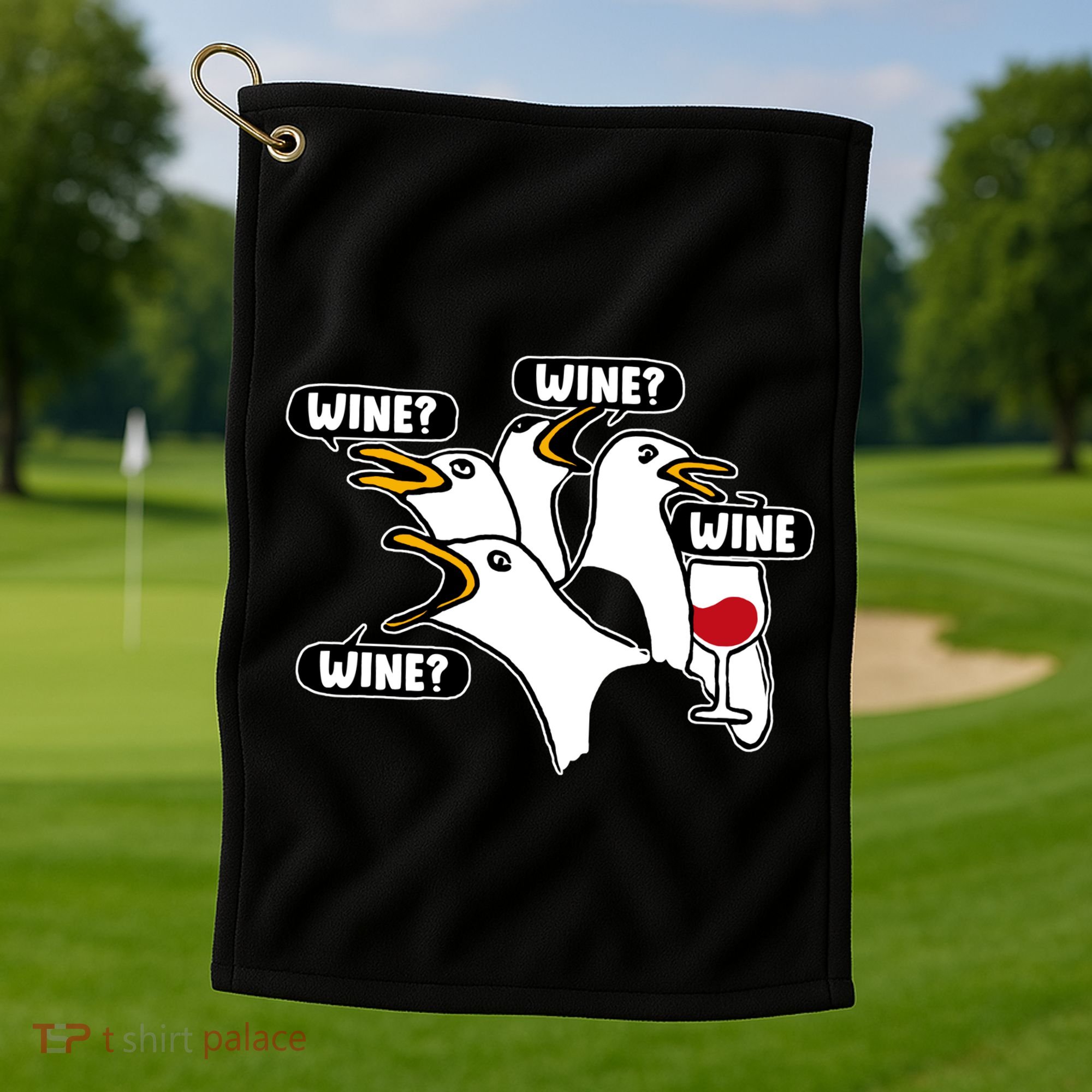Wine Seagulls Golf Towel