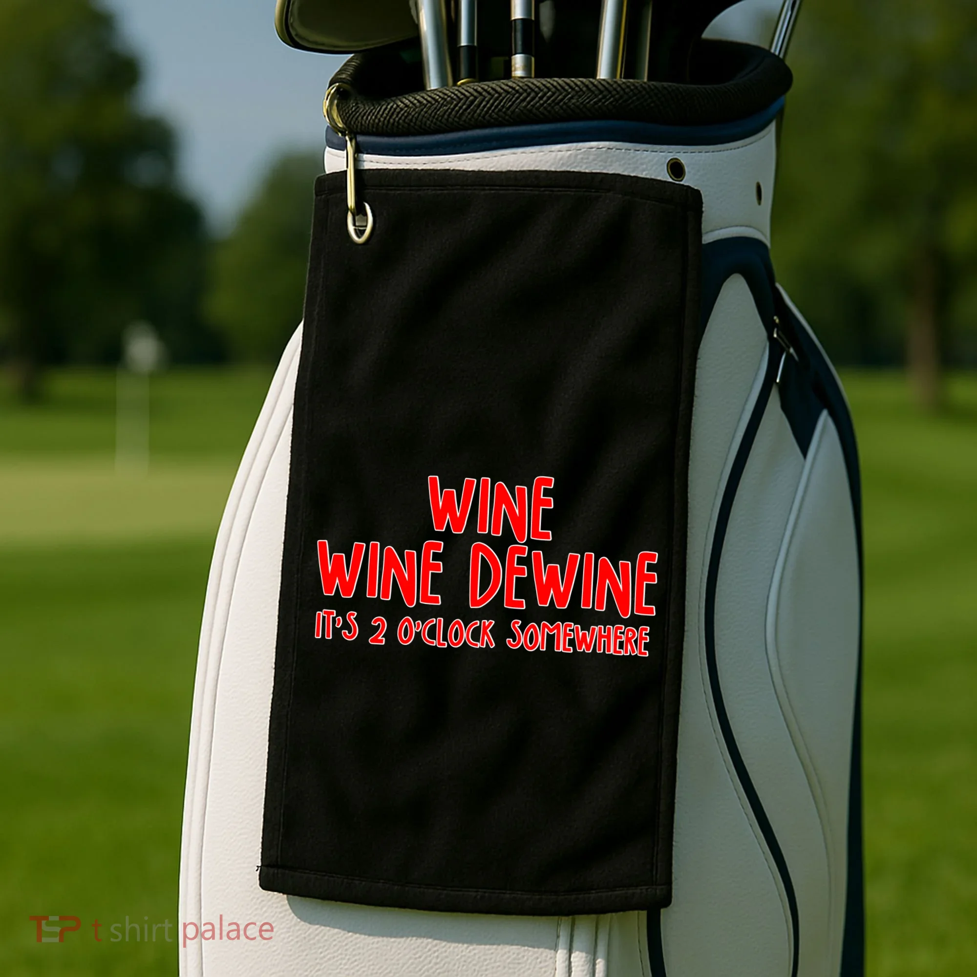 Wine Wine Dewine It's 2 O'Clock Somewhere Golf Towel