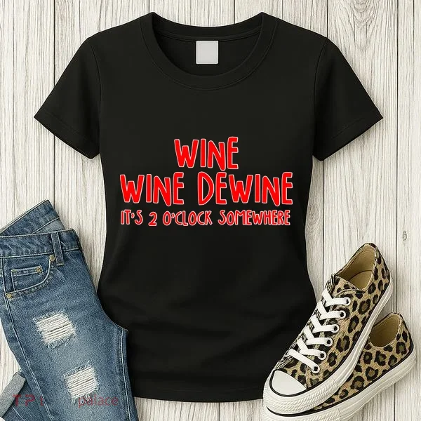 Wine Wine Dewine It's 2 O'Clock Somewhere Women's T-Shirt