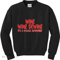 Wine Wine Dewine It's 2 O'Clock Somewhere Kids Sweatshirt thumb 0