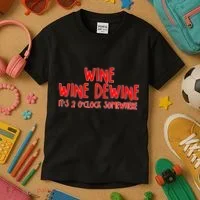 Wine Wine Dewine It's 2 O'Clock Somewhere Kids T-Shirt thumb 3