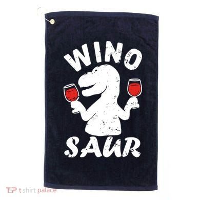 Wino Saur Funny Wine Golf Towel