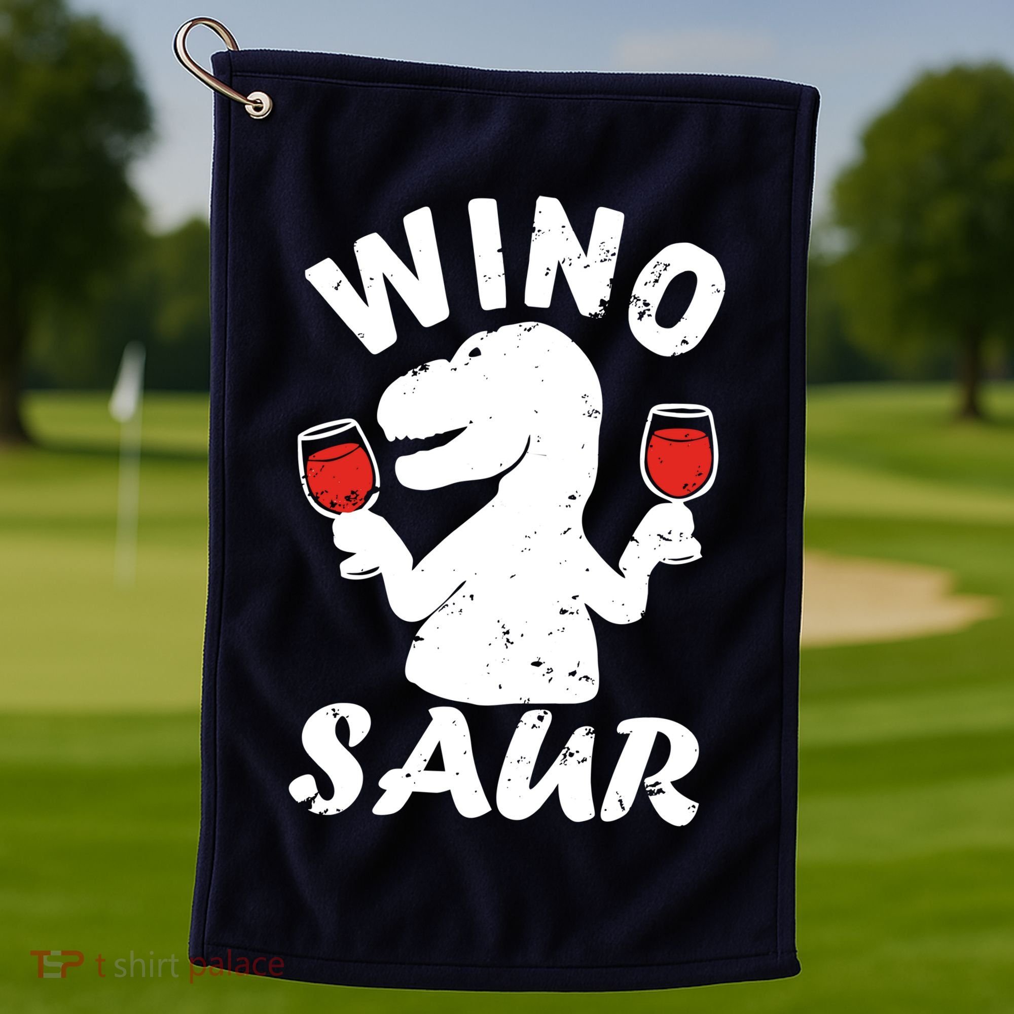 Wino Saur Funny Wine Golf Towel