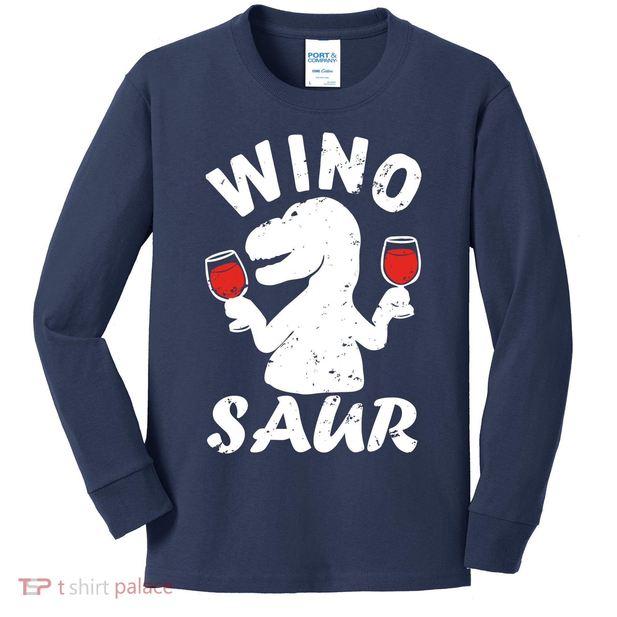 Wino Saur Funny Wine Kids Long Sleeve Shirt