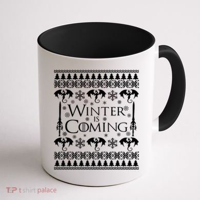 Winter is Coming Ugly Christmas Sweater Design Coffee Mug back