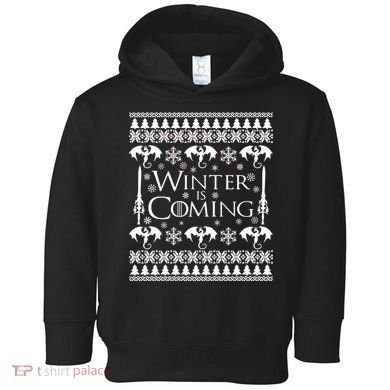 Winter is Coming Ugly Christmas Sweater Design Toddler Hoodie