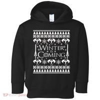 Winter is Coming Ugly Christmas Sweater Design Toddler Hoodie thumb 0