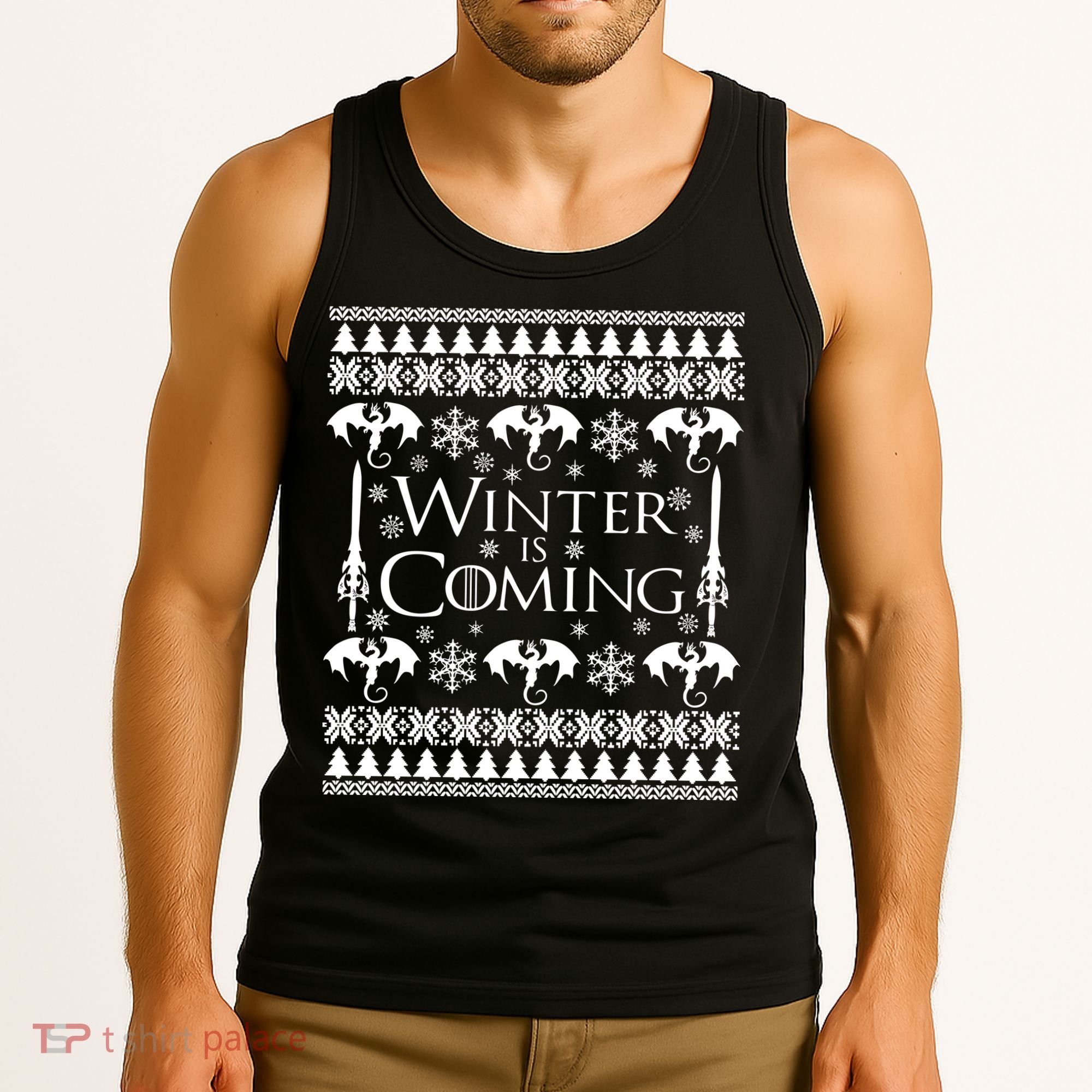 Winter is Coming Ugly Christmas Sweater Design Tank Top