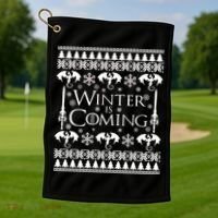 Winter is Coming Ugly Christmas Sweater Design Golf Towel thumb 1