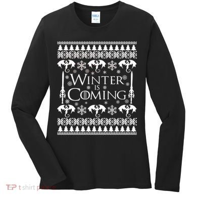 Winter is Coming Ugly Christmas Sweater Design Women's Long Sleeve Shirt