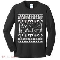 Winter is Coming Ugly Christmas Sweater Design Kids Long Sleeve Shirt thumb 0