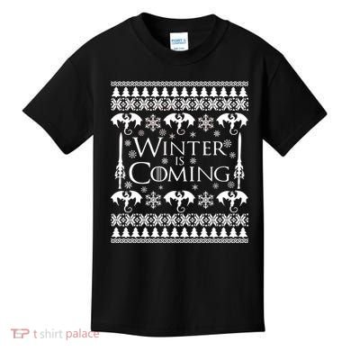 Winter is Coming Ugly Christmas Sweater Design Kids T-Shirt