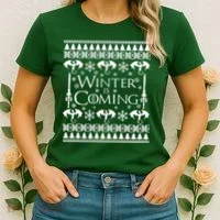Winter is Coming Ugly Christmas Sweater Design Women's T-Shirt thumb 2