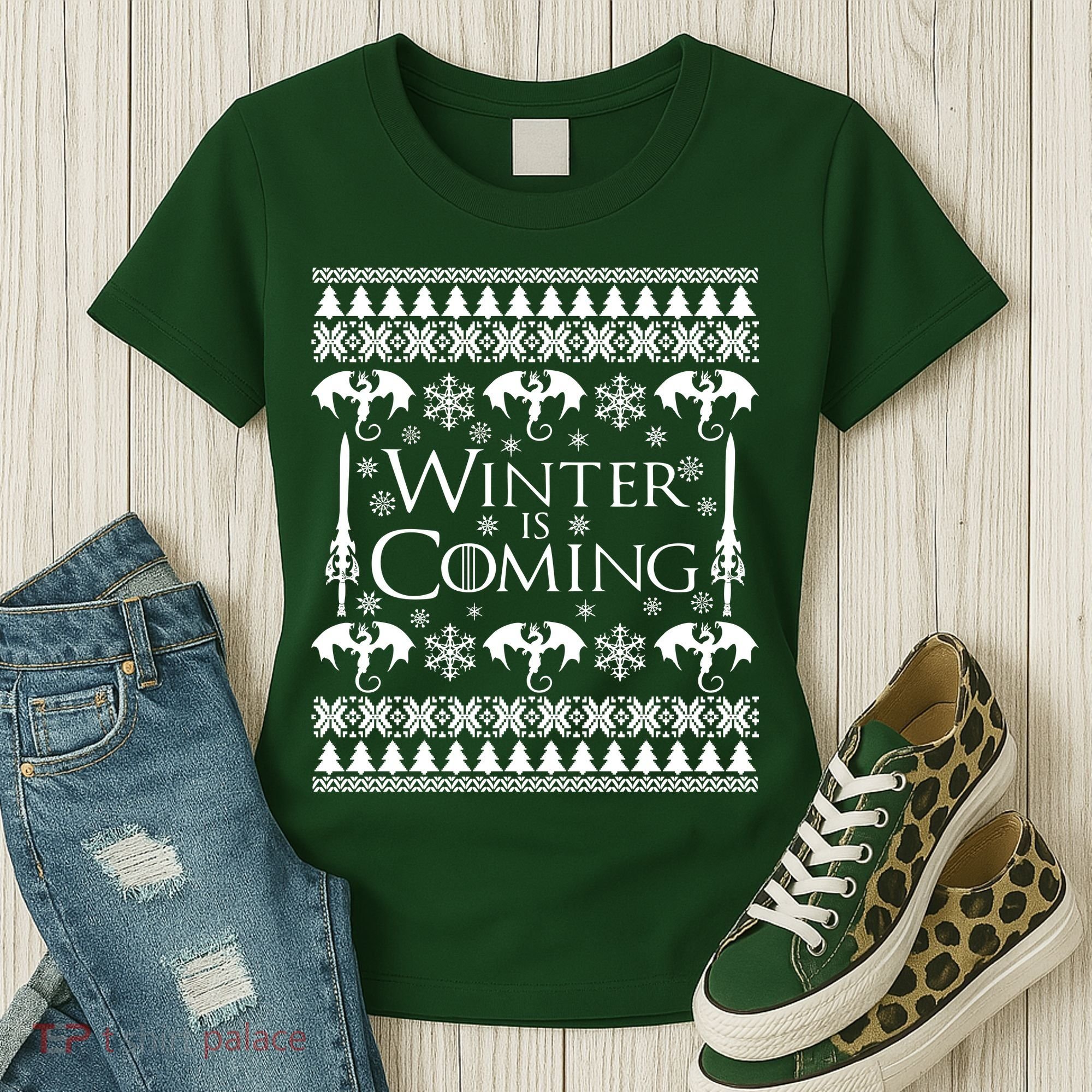 Winter is Coming Ugly Christmas Sweater Design Women's T-Shirt