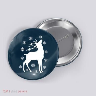 Winter Reindeer Button
