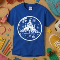 Winterfell Parody Logo Winter Is Coming Kids T-Shirt thumb 3