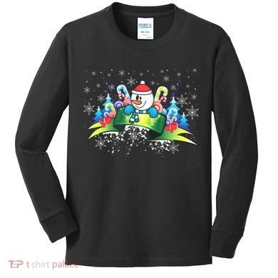 Winter's Snowman Holiday Kids Long Sleeve Shirt