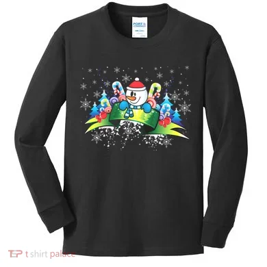 Winter's Snowman Holiday Kids Long Sleeve Shirt