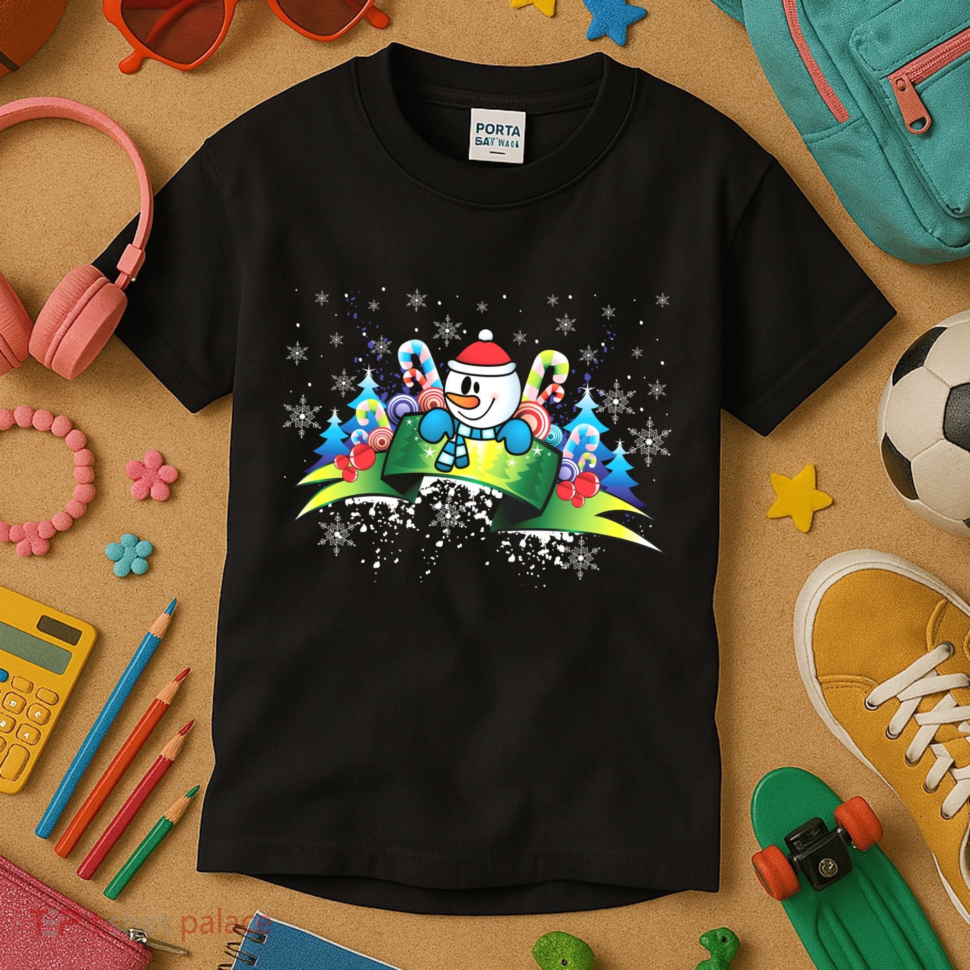 Winter's Snowman Holiday Kids T-Shirt