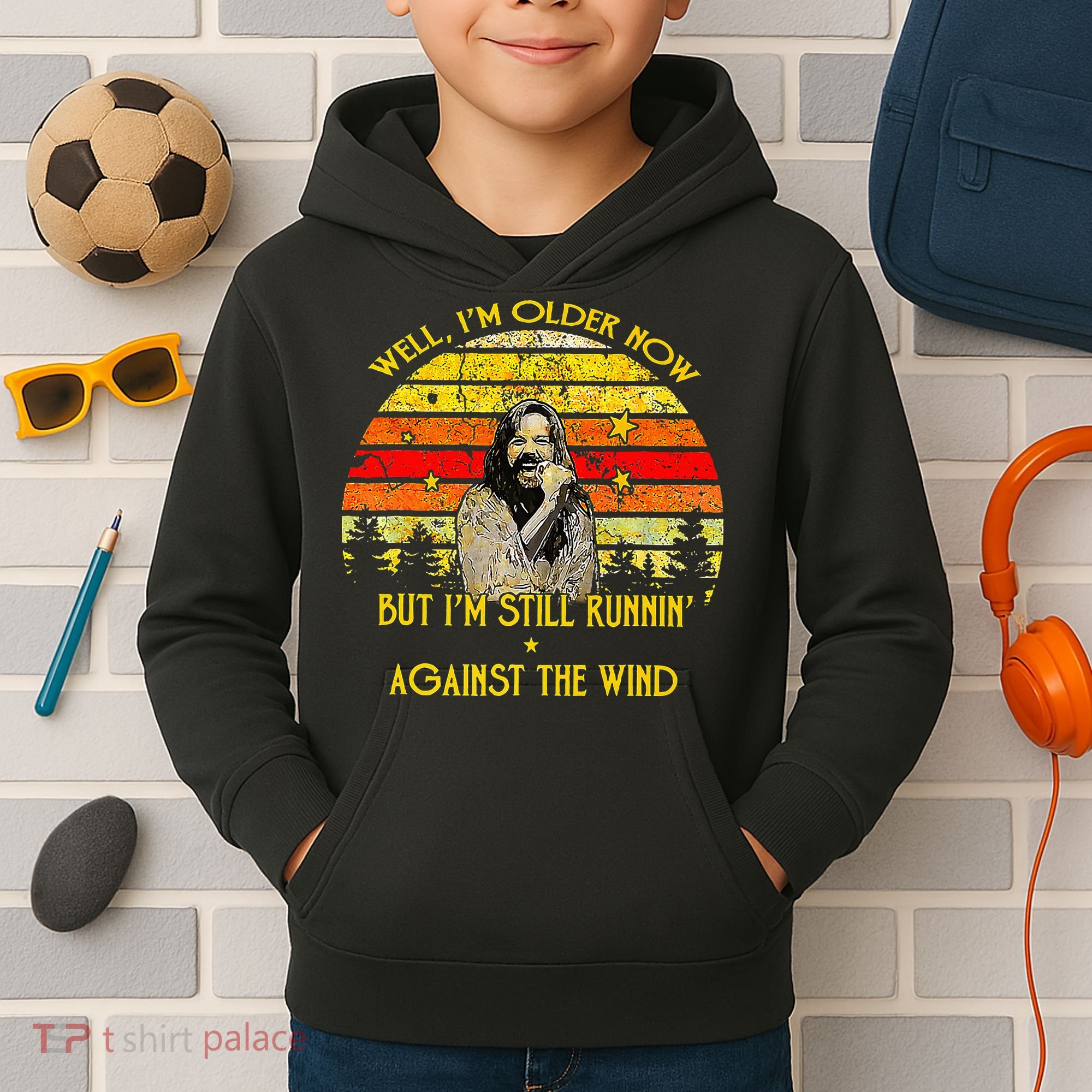 Well I’M Older Now But I’M Still Running Against The Wind Kids Hoodie