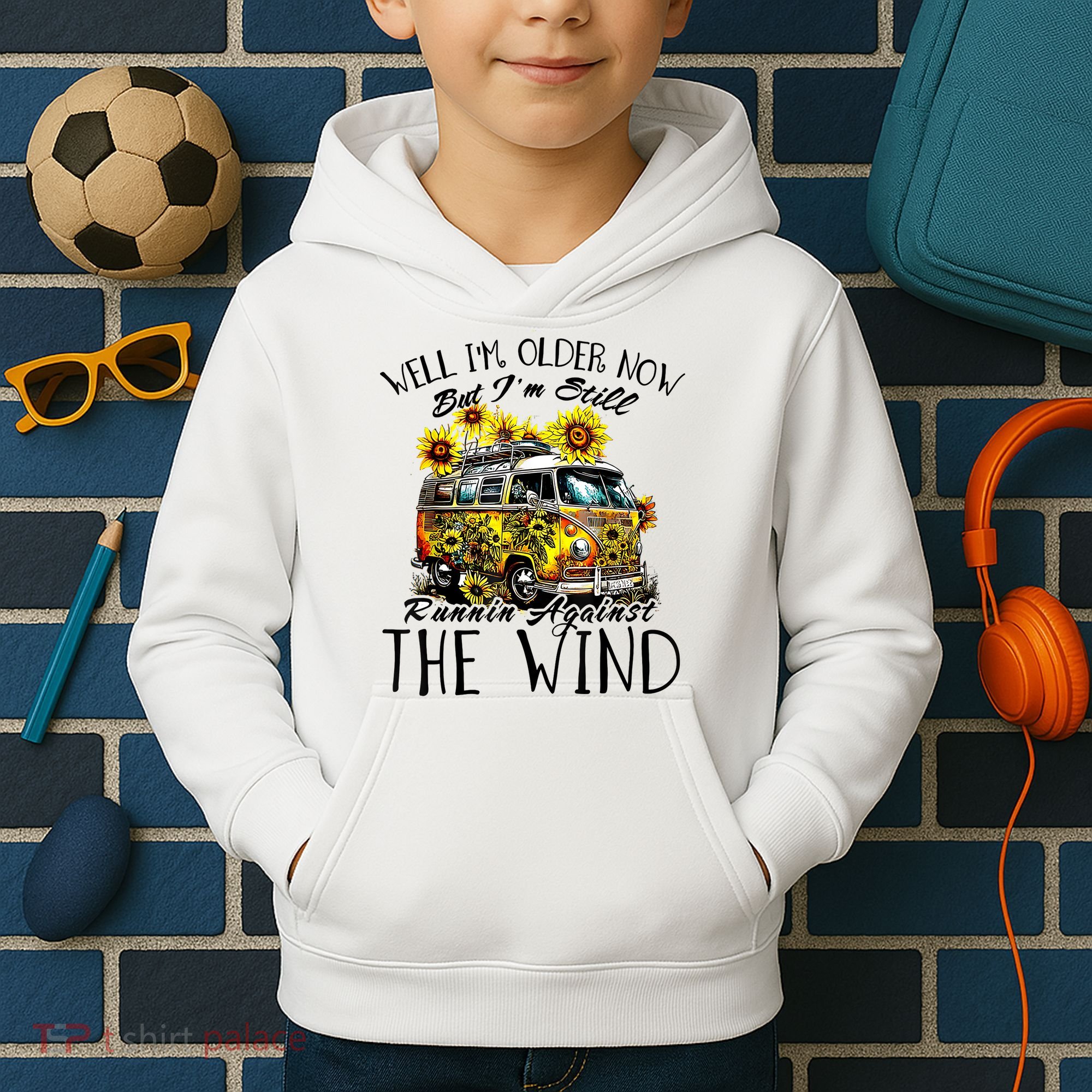 Well Im Older Now But Im Still Running Against The Wind Kids Hoodie