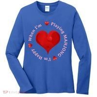 When I'm Playing Mahjong I'm Happy Cute Giftfun Playing Mah Jongg Women's Long Sleeve Shirt thumb 0