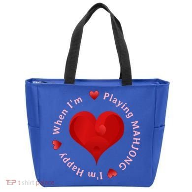 When I'm Playing Mahjong I'm Happy Cute Giftfun Playing Mah Jongg Tote Bag