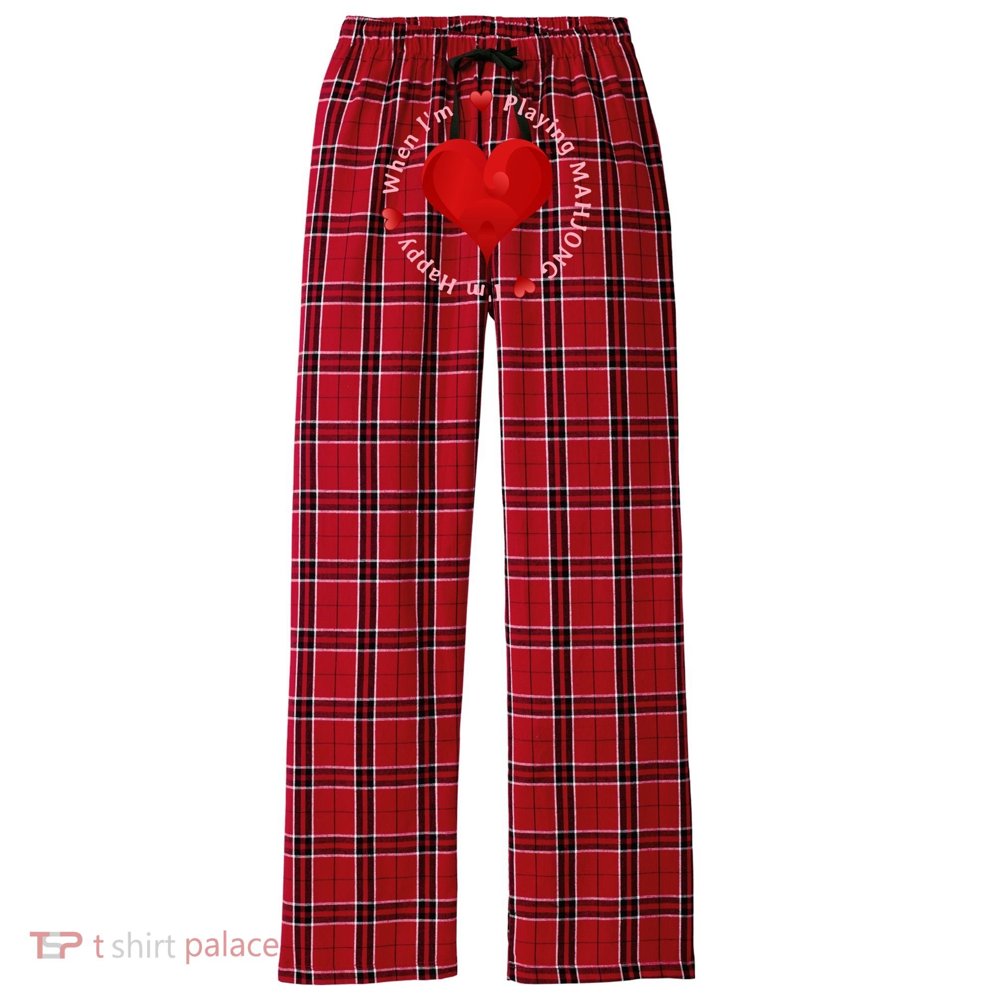 When I'm Playing Mahjong I'm Happy Cute Giftfun Playing Mah Jongg Women's Flannel Plaid Pajama Pants