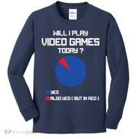 Will I Play Video Games Today Funny Gamer Gaming Lovers Kids Long Sleeve Shirt thumb 0
