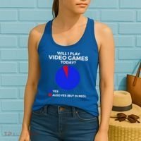 Will I Play Video Games Today Funny Gamer Gaming Short Sleeve Women's Tank Top thumb 2