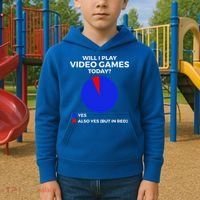 Will I Play Video Games Today Funny Gamer Gaming Short Sleeve Kids Hoodie thumb 2