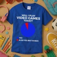 Will I Play Video Games Today Funny Gamer Gaming Short Sleeve Kids T-Shirt thumb 3