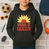 Work It Queen Sunflower Cute Gift Kids Hoodie thumb 2