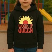 Work It Queen Sunflower Cute Gift Kids Hoodie thumb 3