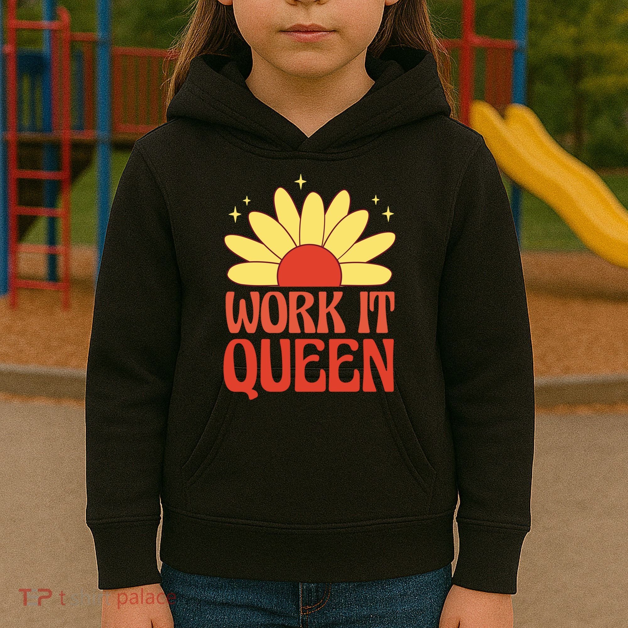 Work It Queen Sunflower Cute Gift Kids Hoodie