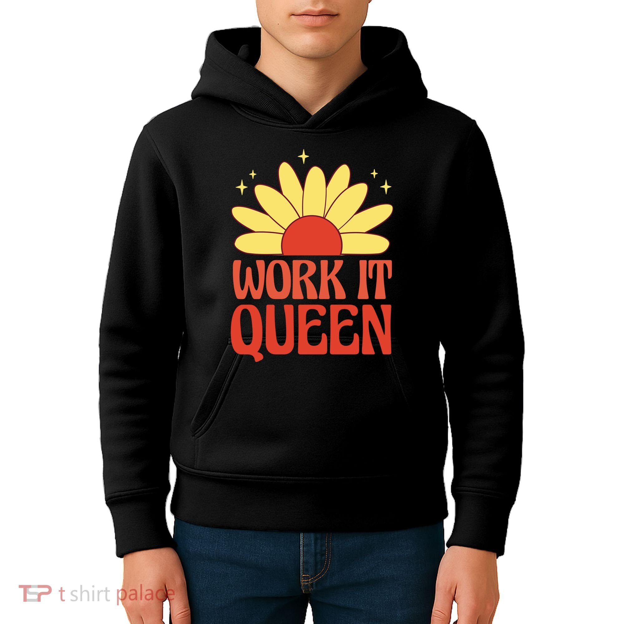 Work It Queen Sunflower Cute Gift Kids Hoodie