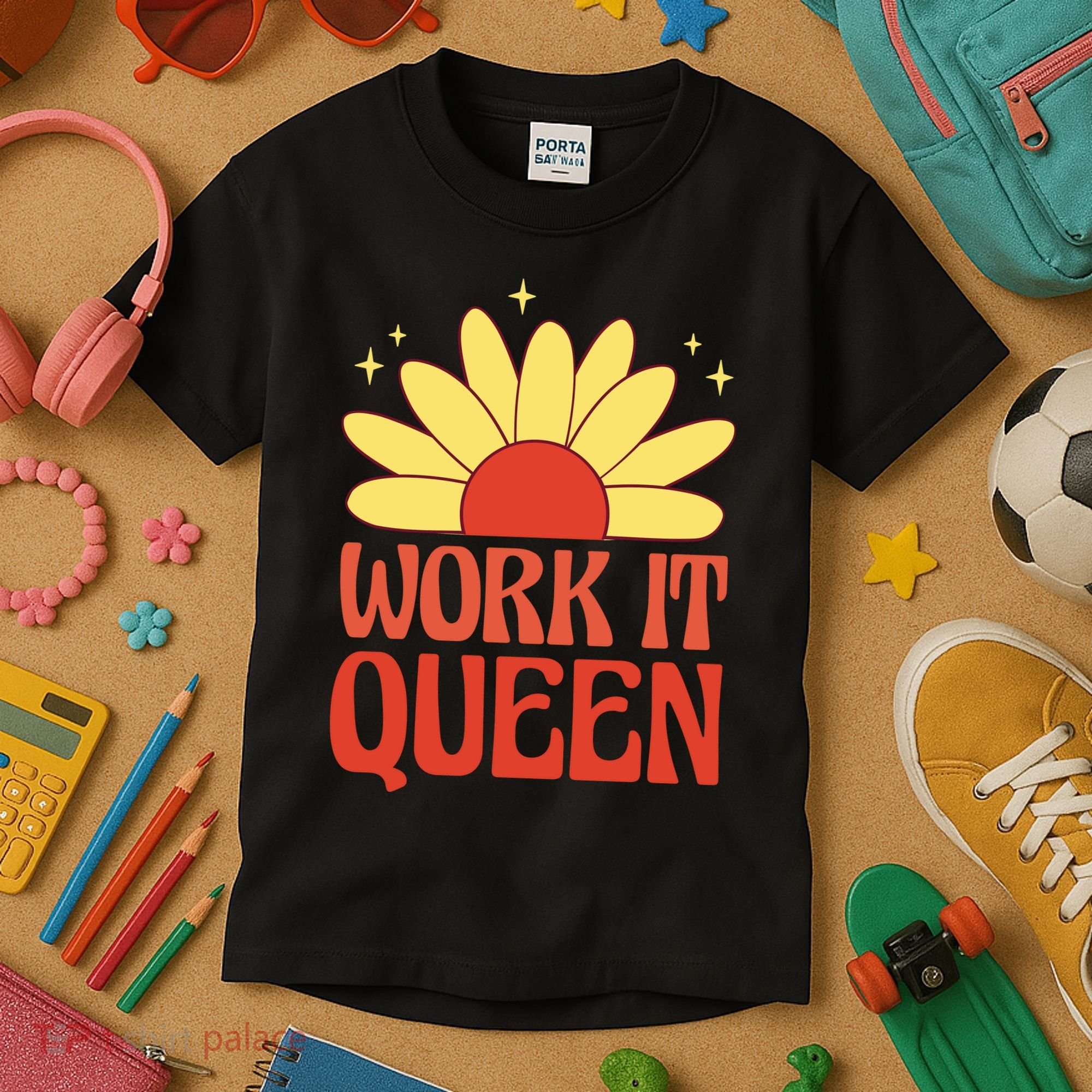 Work It Queen Sunflower Cute Gift Kids T-Shirt
